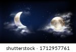 moon in night sky with clouds... | Shutterstock .eps vector #1712957761