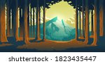 cartoon nature landscape with... | Shutterstock .eps vector #1823435447