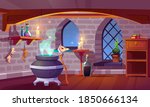 magic room interior with witch... | Shutterstock .eps vector #1850666134