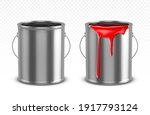 paint can  tin bucket with red... | Shutterstock .eps vector #1917793124