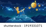 child look in telescope ... | Shutterstock .eps vector #1919331071