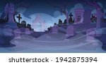 night cemetery  graveyard with... | Shutterstock .eps vector #1942875394