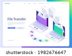 file transfer isometric landing ... | Shutterstock .eps vector #1982676647