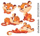 set cartoon baby tiger  cute... | Shutterstock .eps vector #2012130104