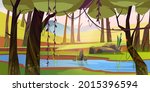 Cartoon Forest Background With...