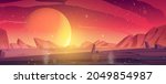 alien planet landscape  dusk or ... | Shutterstock .eps vector #2049854987