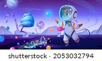 cute child astronaut on alien... | Shutterstock .eps vector #2053032794