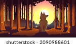 wolf in forest  wild animal... | Shutterstock .eps vector #2090988601