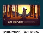 Wild Nature Banner With Wolf...