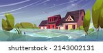 flood in town  natural disaster ... | Shutterstock .eps vector #2143002131