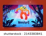 monsters cartoon landing page ... | Shutterstock .eps vector #2143383841