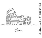 rome continuous line drawing | Shutterstock .eps vector #1198750144