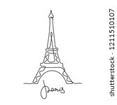 Eiffel tower sketch. Paris continuous line illustration