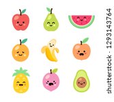 fruits set. kawaii | Shutterstock .eps vector #1293143764