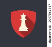 queen chess piece on shield... | Shutterstock .eps vector #2047561967