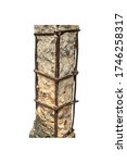 Small photo of Old cement pillar Molder, old house outside the city on a white background