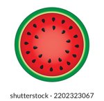 Watermelon Round Slice Icon...
