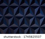 3D dark blue wall panel seamless texture with geometric triangle pattern 