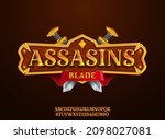 fantasy golden assassin blade... | Shutterstock .eps vector #2098027081