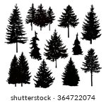 silhouette of different pine... | Shutterstock . vector #364722074