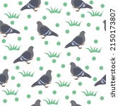 Pigeons Seamless Pattern. Cute...