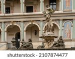 Small photo of January 4, 2021 - Poznan, Poland: The statue of Proserpine - one of the four fountains on the Old Market in Poznan