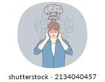 feeling pain and headache... | Shutterstock .eps vector #2134040457