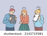 worried millennial students... | Shutterstock .eps vector #2142719381