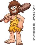 Cartoon Caveman Smiling And...