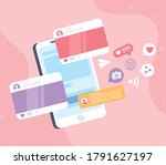 smartphone chat message sms... | Shutterstock .eps vector #1791627197