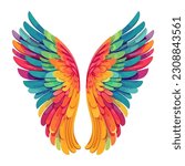 feather wings bright color icon ...