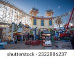 Small photo of St Kilda, Victoria, Australia - March 24, 2023: Souvenir shops and whacky mirrors inside Luna Park, the popular century-old amusement park in Melbourne's bayside suburb of St Kilda.