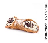 Small photo of Traditional sicilian cannoli with ricotta cream and chocolate flakes