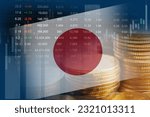 Japan flag with stock market...
