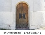 Old Wooden Door With Metal...