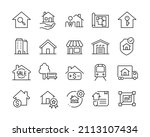real estate icons   vector line.... | Shutterstock .eps vector #2113107434