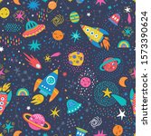 childish seamless pattern with... | Shutterstock .eps vector #1573390624