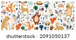 isolated set with cute woodland ... | Shutterstock .eps vector #2091050137