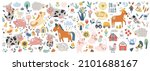 isolated set with cute farm... | Shutterstock .eps vector #2101688167