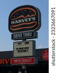 Small photo of Edmonton, Alberta, Canada -June 26 2023: Harvey's restaurant on 170 st Edmonton. Harvey's is a Canadian burger chain owned by recipe unlimited.