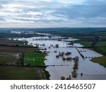 Small photo of defaWinter 2024 floods around the welland viaduct also known as Harringworth viaduct areas , showing views of the village