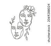 woman's heads in one line art... | Shutterstock .eps vector #2069288024