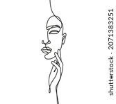 woman's face in one line art... | Shutterstock .eps vector #2071383251
