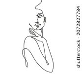 young woman in one line art... | Shutterstock .eps vector #2072827784