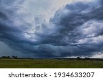 Supercell storm clouds with hail and intence winds