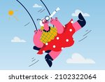 happy old grandmother swing... | Shutterstock .eps vector #2102322064