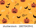 halloween orange pattern... | Shutterstock .eps vector #1807043941