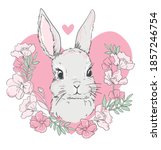 hand drawn cute bunny and... | Shutterstock .eps vector #1857246754