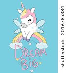 hand drawn fun unicorn fairy... | Shutterstock .eps vector #2016785384