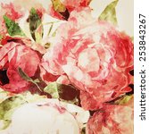 art grunge floral warm sepia... | Shutterstock . vector #253843267